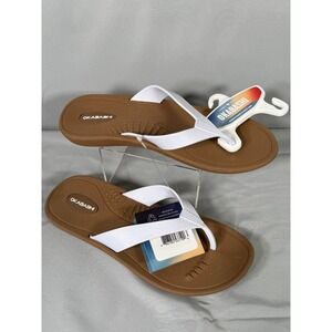 NWT OKABASHI White Breeze Flip Flop Women's Medium 6.5-7.5 USA Arch Support